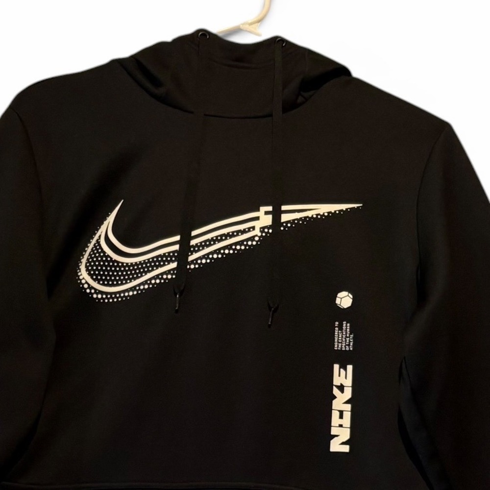 Nike Therma-FIT Hoodie Black Graphic Swoosh Pullover Sweatshirt Women's Small